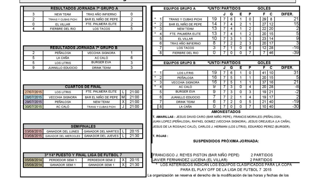 Cuartos de final liga futbol 7
