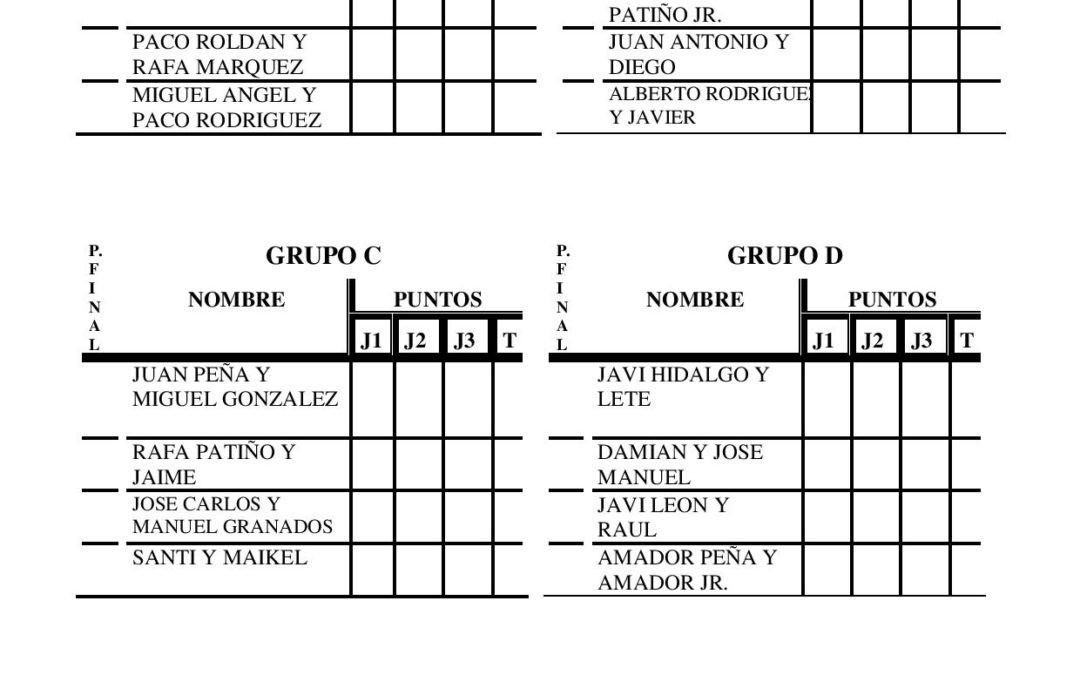 Emparejamientos maraton de padel 2015