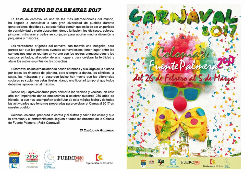 Programación del Carnaval 2017 en La Colonia, no os lo podéis perder!!! 1