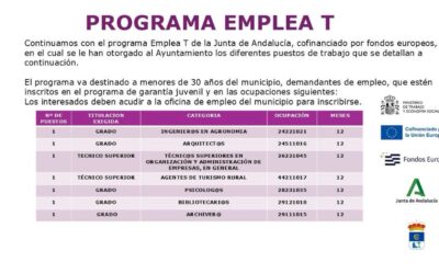 Puestos de trabajo de los programas Emplea T y Andalucía Activa